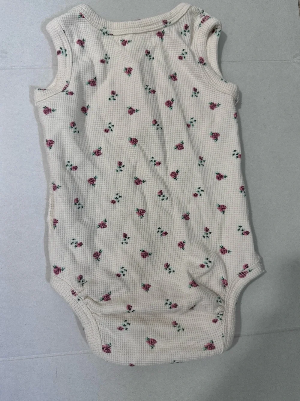 SAPLING Floral Waffle Tank Bodysuit 6-12 Months